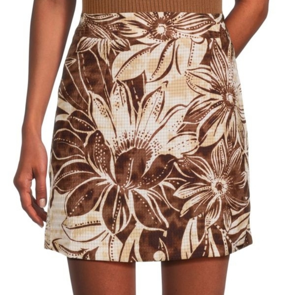 Sam Edelman Gramercy Mini Skirt Brown And Tan Floral